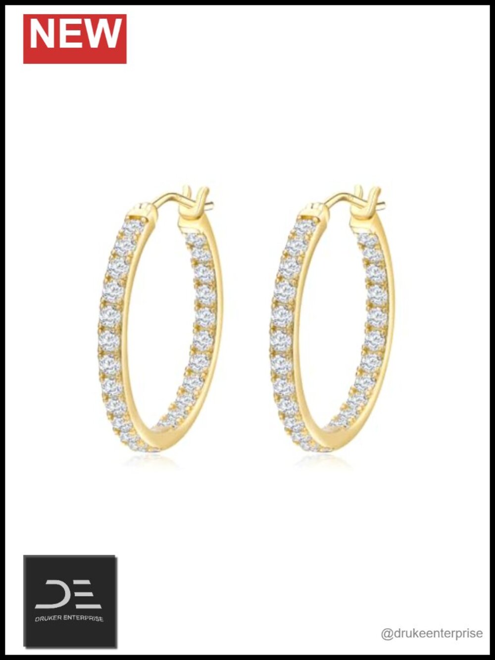 14K Gold Plated/Silver Cubic Zirconia Hoop Earrings for Women